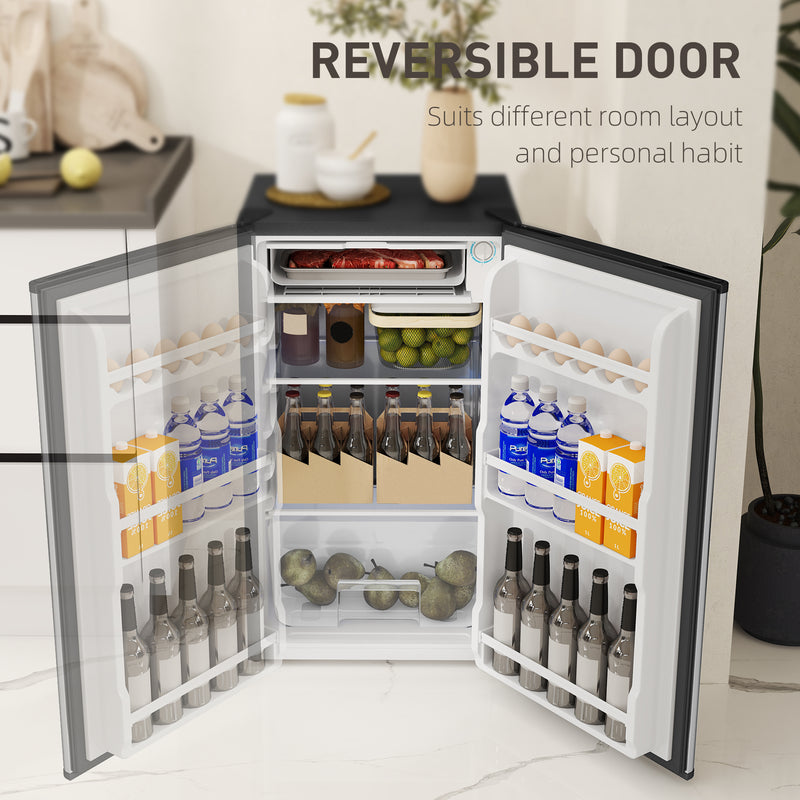 91 Litre Silver Under Counter Fridge Freezer with Chiller Box and Thermostat