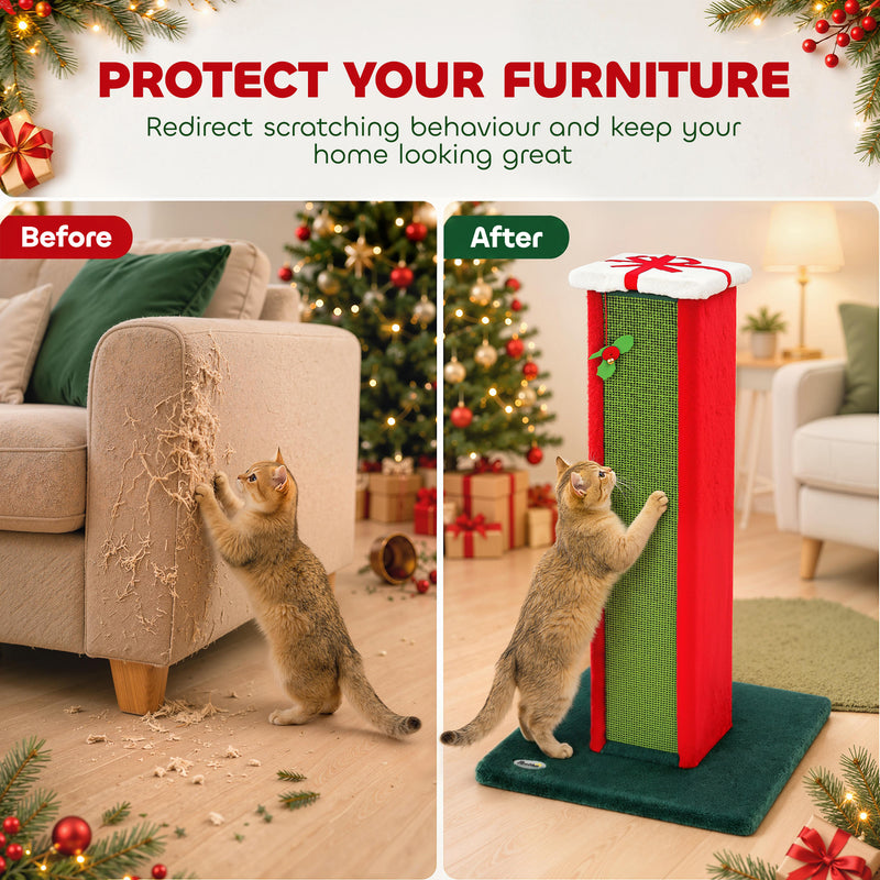 Cat Scratching Post with Double-Sided Sisal to Protect Sofas and Furniture Green