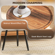 Round Coffee Table with Steel Frame for Small Spaces Ideal for Living Room or Bedroom Chestnut Wood Effect