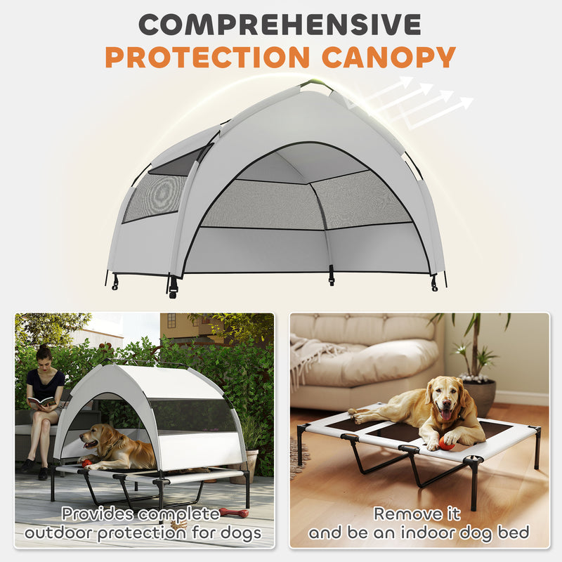 Portable Elevated Dog Bed with Canopy Large Cooling Pet Cot for Outdoors 106 x 76 x 94 cm