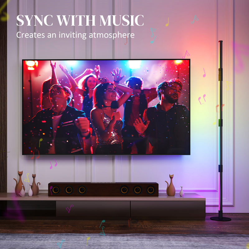 LED Colour Changing Corner Floor Lamp with RGB Music Sync and Remote Control by HOMCOM