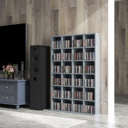 Tall CD Storage Unit with Adjustable Shelves for Living Room or Office Cement Grey
