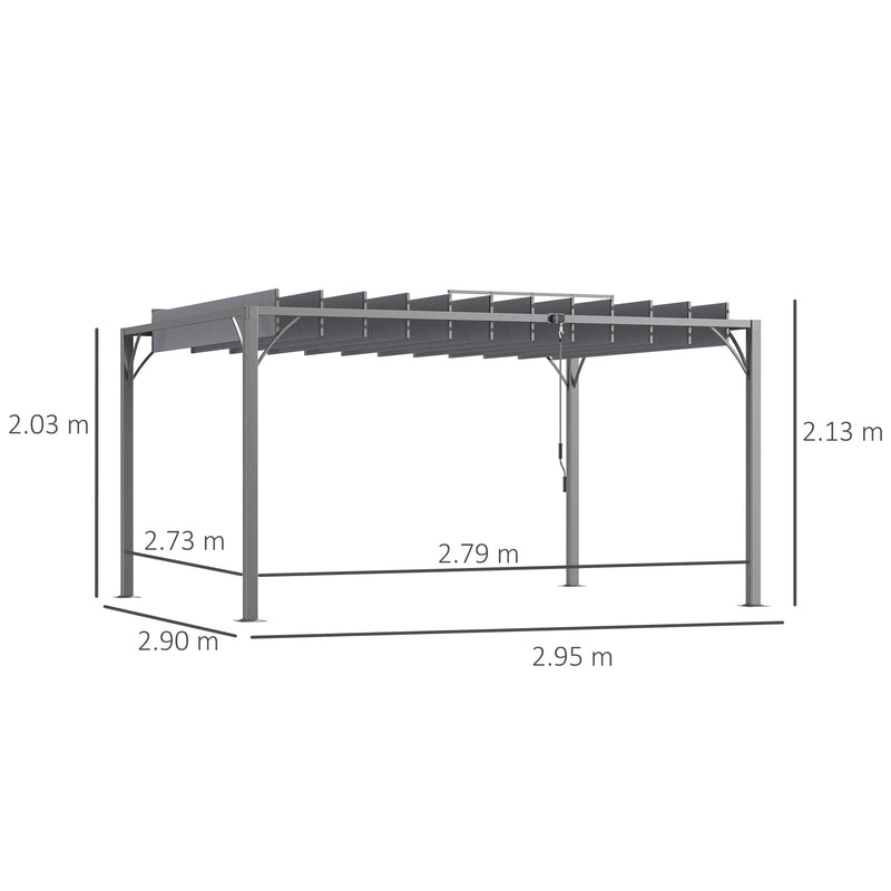 Grey 4 x 3m Aluminium Pergola with Louvered Roof for Garden and Patio by Outsunny