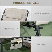 Set of 2 Khaki Sun Loungers with 5 Position Reclining Backs for Relaxing Outdoors