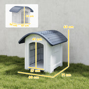 Outdoor Plastic Dog Kennel With Waterproof Roof And Raised Removable Floor Grey AOSOM