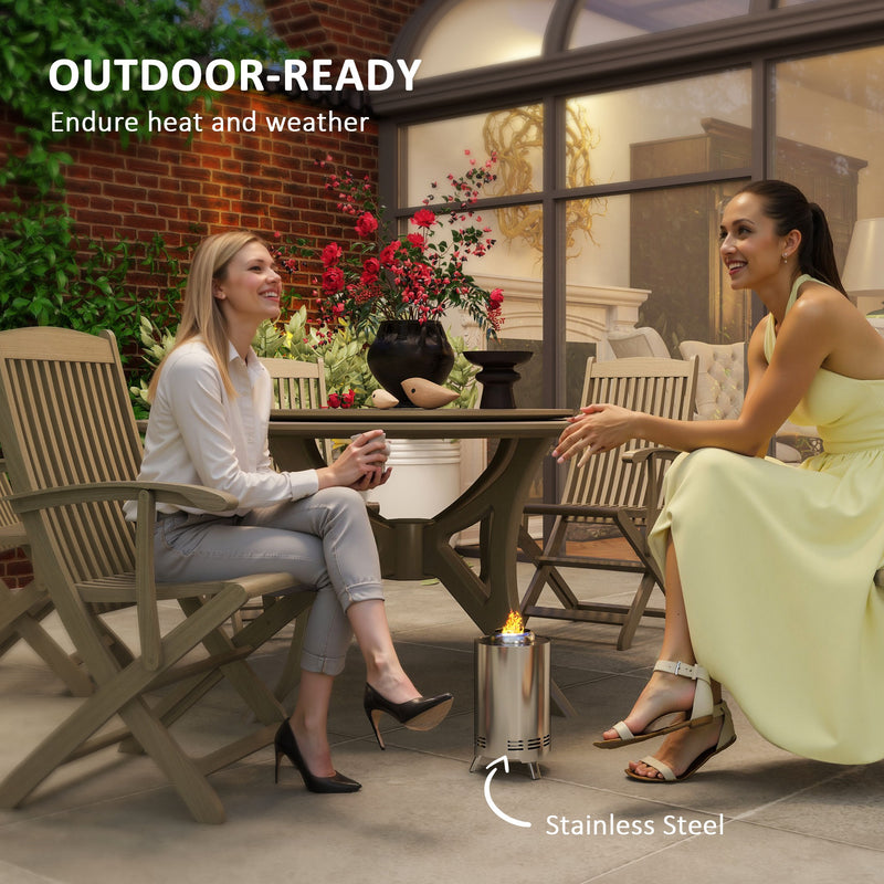 Smokeless Stainless Steel Fire Pit 16x16 cm Portable Wood Burning with Poker by Outsunny