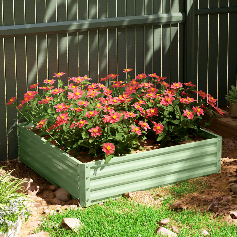 Steel Raised Garden Bed for Easy Outdoor Planting and Strong Plant Protection Light Green