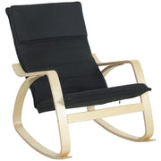 Rocking Chair with High Back and Cushioned Seat for Relaxing at Home Black AOSOM