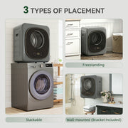 Tumble Dryer for Small Spaces 4 kg Capacity with Quick Drying and Easy Touch Controls Grey AOSOM
