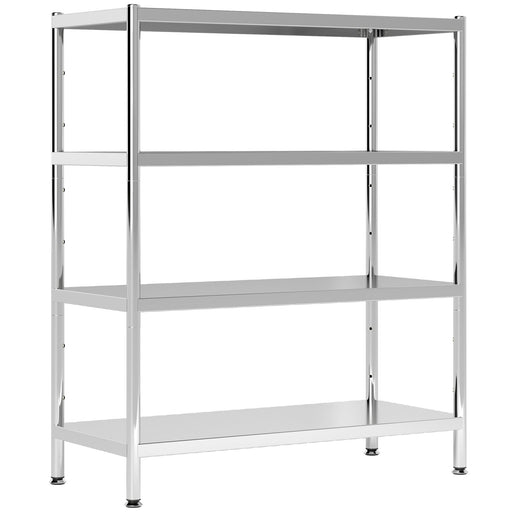 4 Tier Kitchen Storage Rack with Adjustable Shelves for Small Spaces, Silver Tone