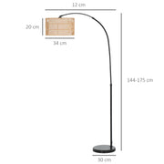 Black Floor Lamp with Adjustable Height and Dual Layer Shade for Living Room