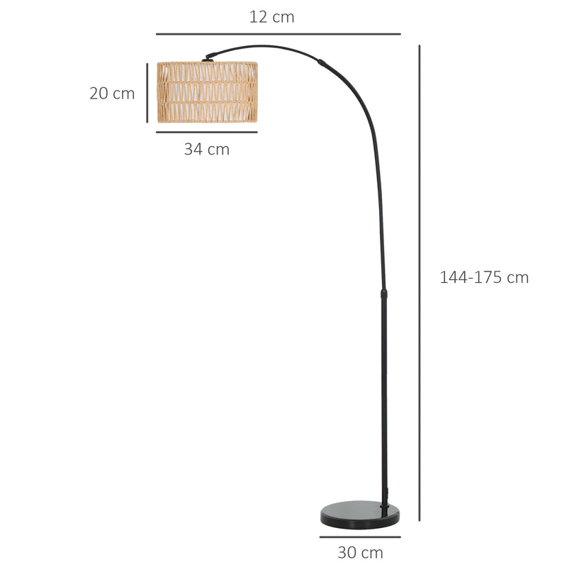 Black Floor Lamp with Adjustable Height and Dual Layer Shade for Living Room
