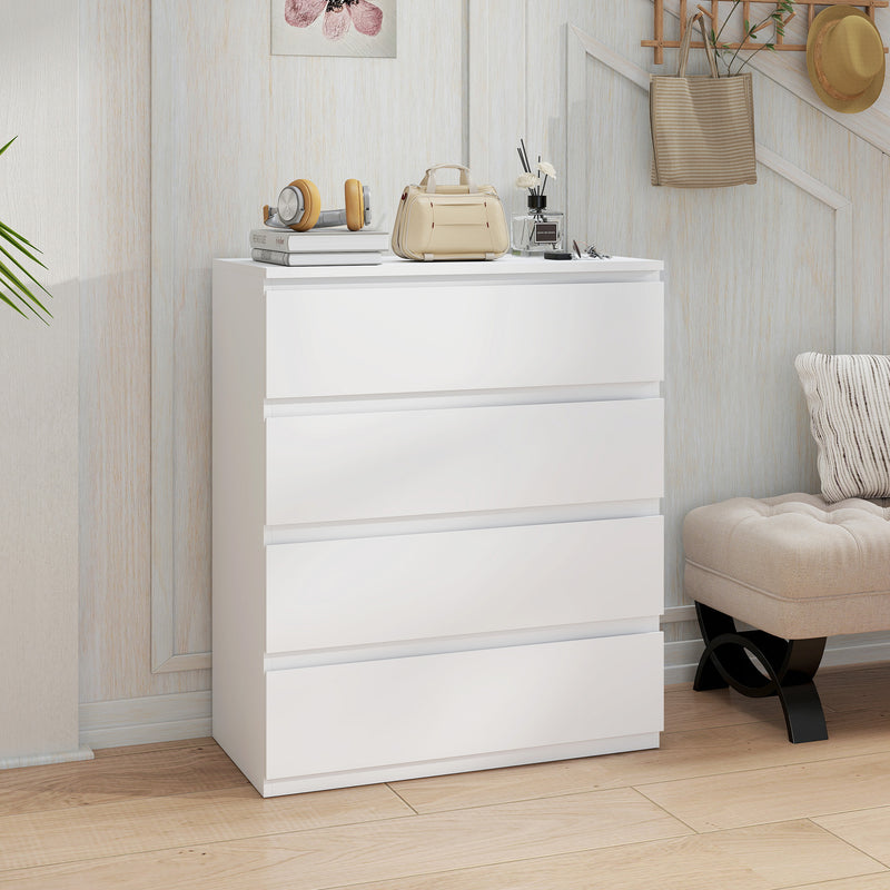 4 Drawer Bedroom Dresser for Organised Clothes Storage with Flat Top White