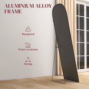 Black 165cm Full Length Standing Mirror With Aluminium Frame For Bedroom Or Hallway