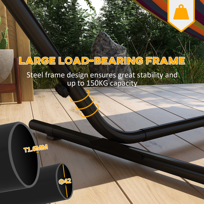 Black Steel Hammock Stand With Side Tray For Rope And Brazilian Style Hammocks
