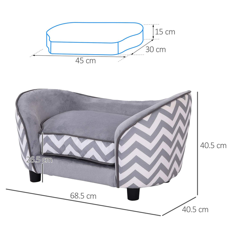 Small Dog Sofa Bed with Removable Padded Cushion Ideal for Indoor Use Grey