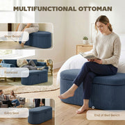 Ottoman Storage Bench with Hidden Compartment and Padded Seat for Living Room Blue AOSOM