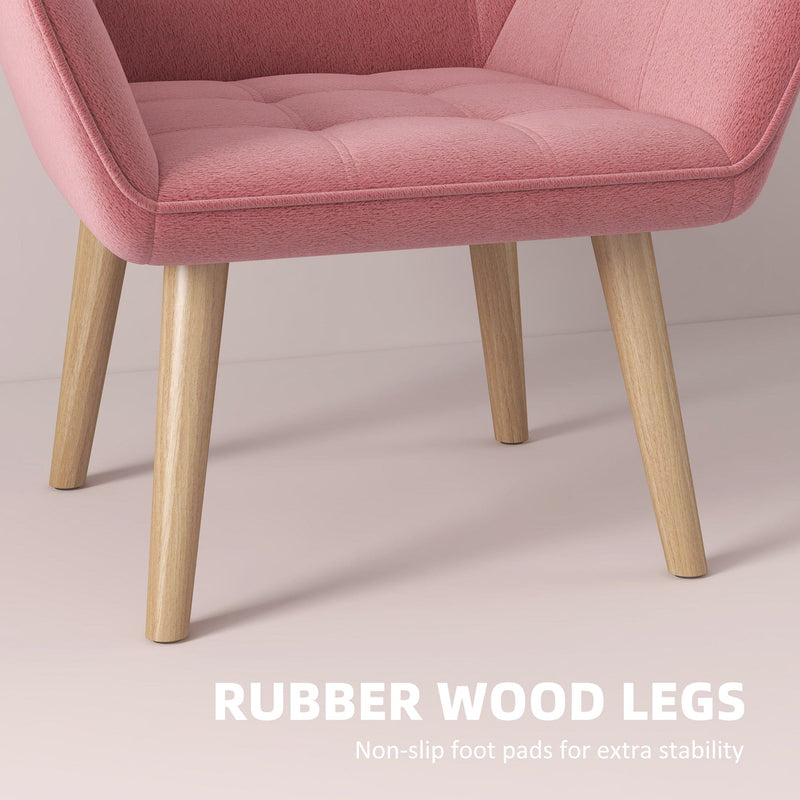 Pink Accent Arm Chair with Wide Arms & Thick Padding for Living Room Comfort by Homcom Homcom