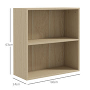 2 Tier Small Bookcase With Adjustable Shelf Ideal For Home Office Or Study, Natural