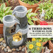 Garden Water Fountain with LED Light for Relaxing Balcony or Patio Retreat Dark Grey AOSOM