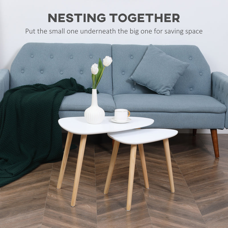 Rocking Chair and Nesting Side Tables Set for Relaxing and Organised Living Spaces White Homcom
