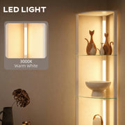 Corner Floor Lamp with 5 Glass Shelves for Display and Soft LED Lighting White Homcom