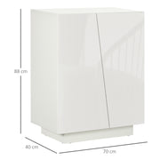 Freestanding High Gloss Storage Cabinet With Adjustable Shelves For Home Organisation White