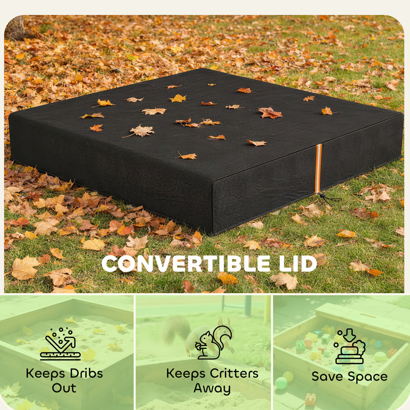Sandpit Cover Waterproof Outdoor Protector Keeps Sand Clean and Dry Black AOSOM