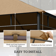 3 x 3 m Garden Gazebo Roof Canopy Replacement With Drainage Holes Top Cover Beige AOSOM