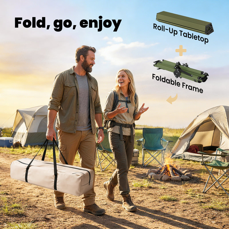 Folding Camping Table for Outdoor Picnics with Waterproof Surface and Easy Storage Green