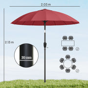 Garden Parasol Umbrella with Adjustable Tilt for Sun Protection and Shade Wine Red Outsunny