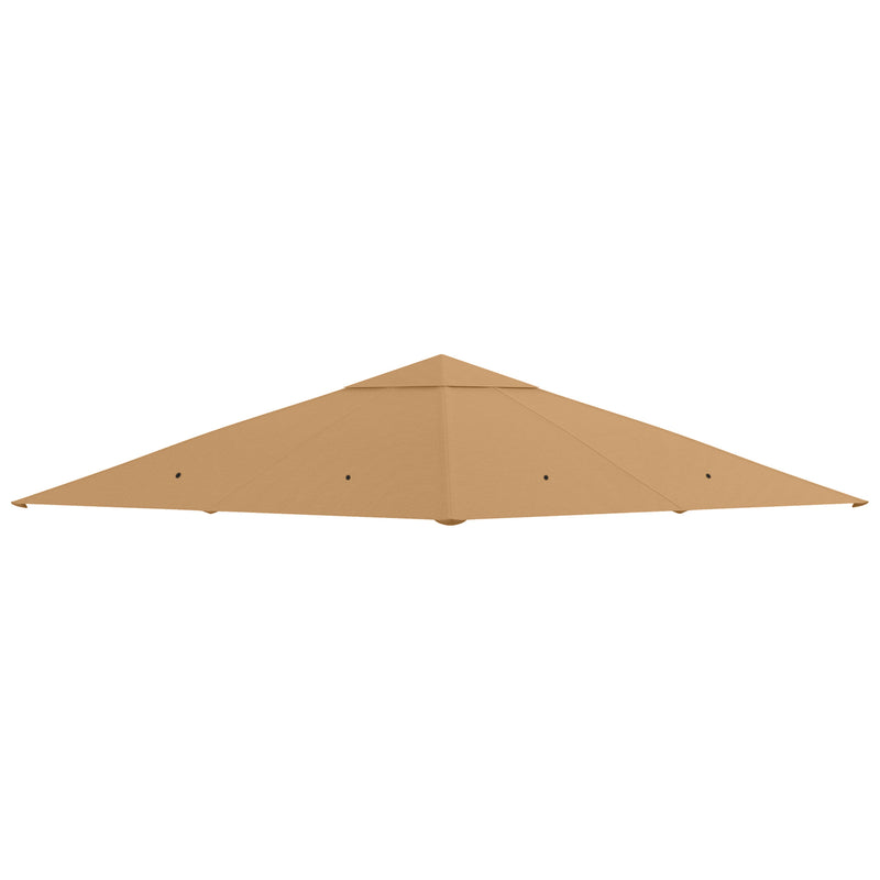 3 x 3 m Garden Gazebo Roof Canopy Replacement With Drainage Holes Top Cover Beige AOSOM