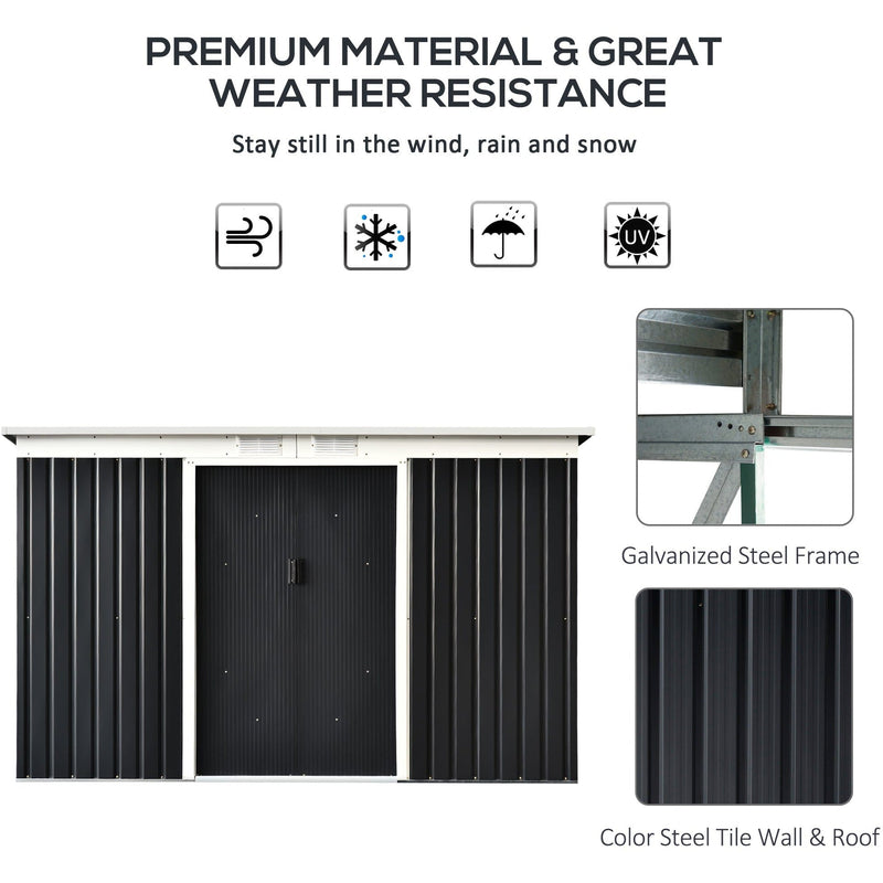 Feature panel on weather resistance in wind, rain and snow, with the galvanised steel frame and colour steel tile wall and roof