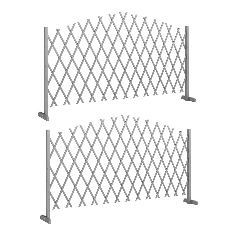 Freestanding Expandable Garden Fence Set for Instant Privacy or Patio Screening Dark Grey Outsunny
