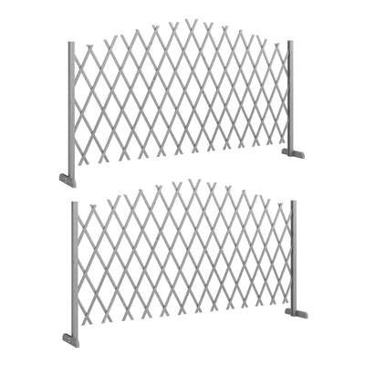 Freestanding Expandable Garden Fence Set for Instant Privacy or Patio Screening Dark Grey Outsunny