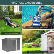 Collage of lawn care equipment, pool care supplies and garden maintenance tools the shed can store