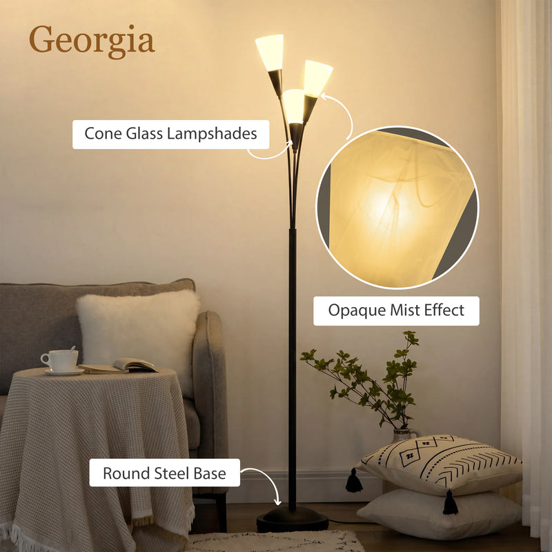 Floor Lamp with Foot Switch for Easy Room Lighting and Wide Coverage White Black