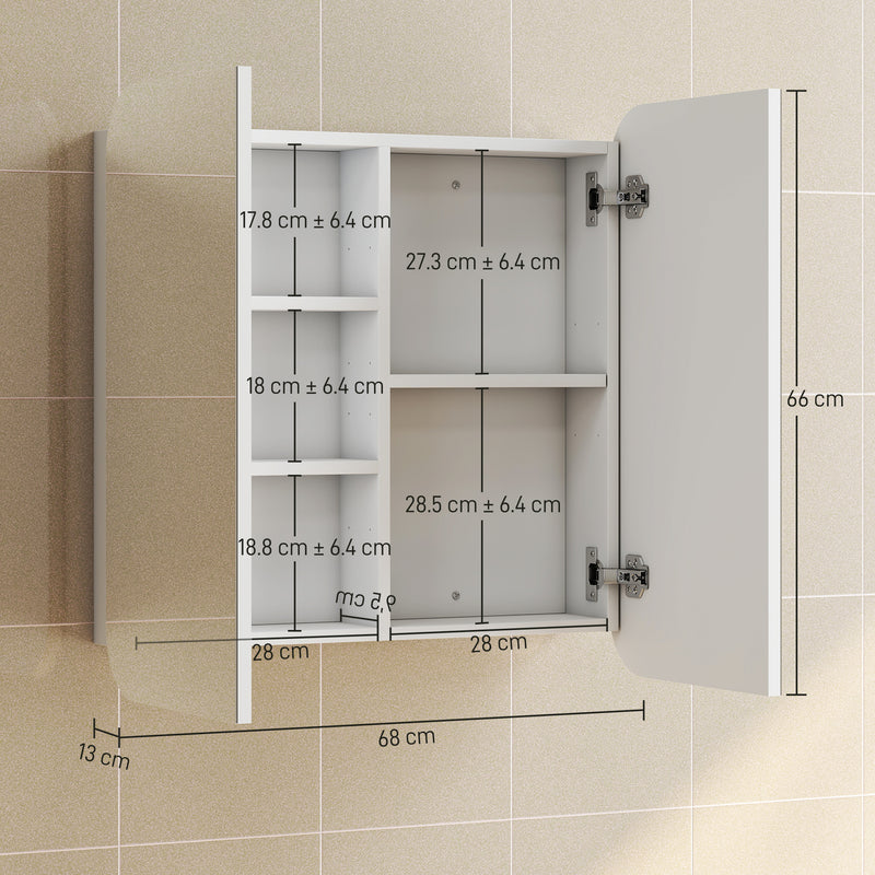 Arched Bathroom Mirror Cabinet with Adjustable Shelves for Storage and Organisation, White