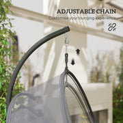 Dark Grey Hanging Egg Chair with Stand and Cushions for Garden or Indoor Use by Outsunny
