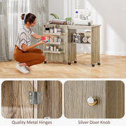Grey Folding Sewing Table with Drop Leaf Storage Bins Shelves and Wheels by HOMCOM AOSOM