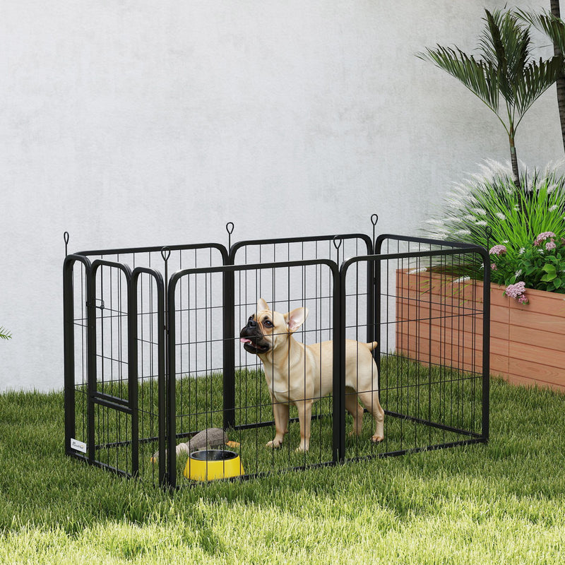 6 Panel Heavy Duty Dog Playpen with Secure Door for Indoor and Outdoor Use 60cm High by PawHut