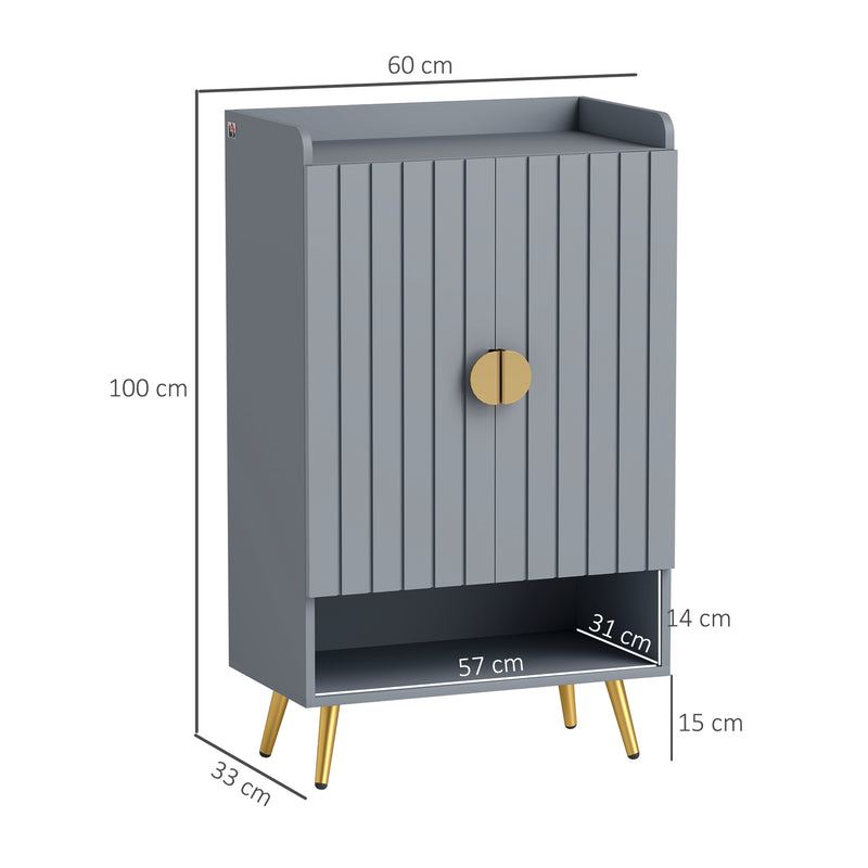 Light Grey Shoe Cabinet with Adjustable Shelves Holds 15 Pairs Ideal for Hallway Storage