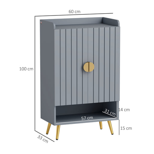 Light Grey Shoe Cabinet with Adjustable Shelves Holds 15 Pairs Ideal for Hallway Storage