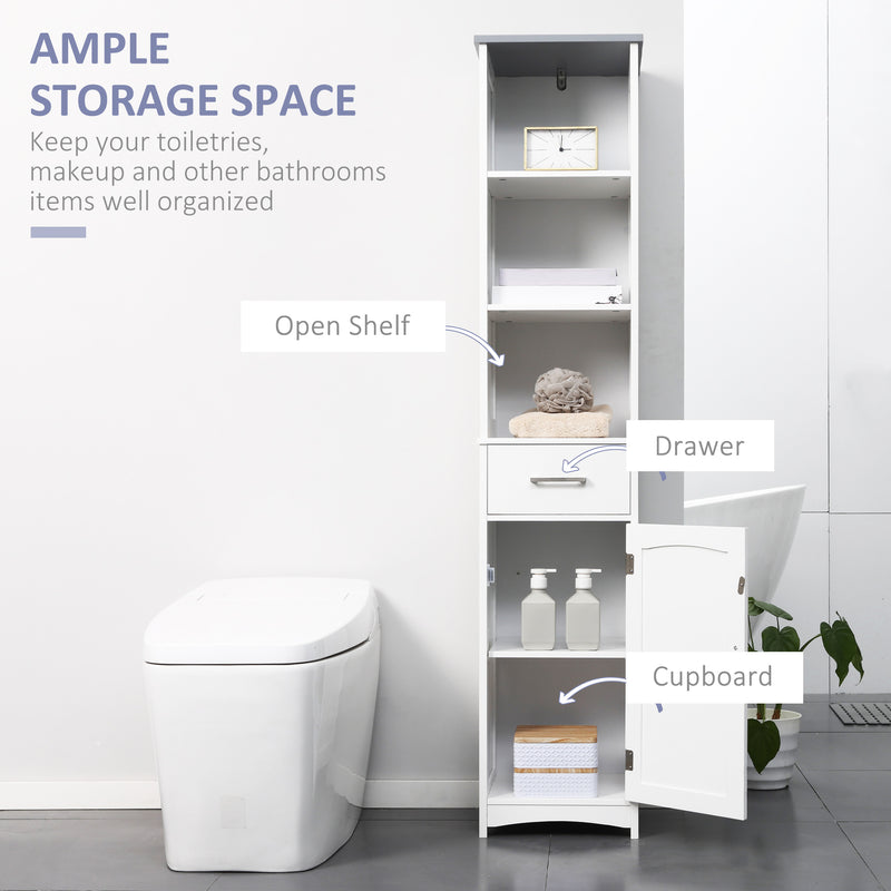 3 Piece White Bathroom Furniture Set Tall Storage Cabinet Sink Unit with Shelves and Drawers by kleankin