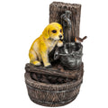 Garden Water Fountain with LED Lights for Calming Sounds and Relaxing Outdoor Spaces Rustic Brown AOSOM