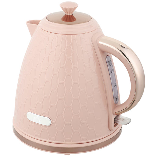 3kW Rapid Boil Electric Kettle With Honeycomb Design Ideal For Fast Brewing, Light Pink
