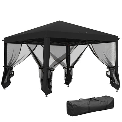 Black 3 x 3m Pop Up Gazebo with Mesh Sidewalls and Carry Bag for Garden and Outdoor by Outsunny