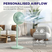 Standing Fan with Remote Control and Timer for Quiet Home Cooling Green AOSOM