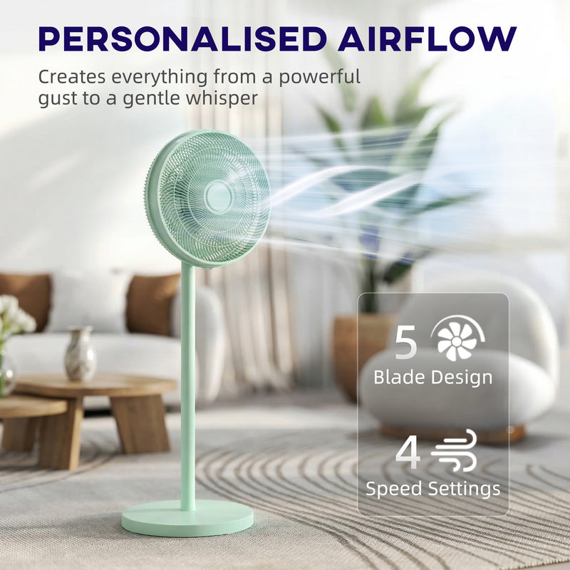 Standing Fan with Remote Control and Timer for Quiet Home Cooling Green AOSOM