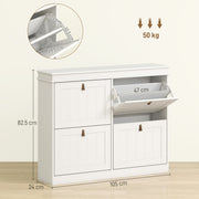 Shoe Storage Cabinet for Hallway Organisation with Four Drop-Down Compartments White AOSOM